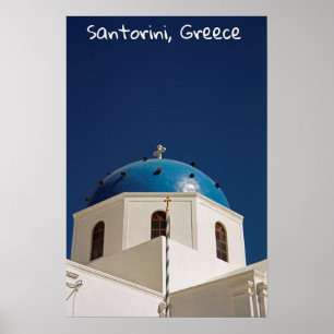 Affiche Dôme bleu, Santorin, Grèce