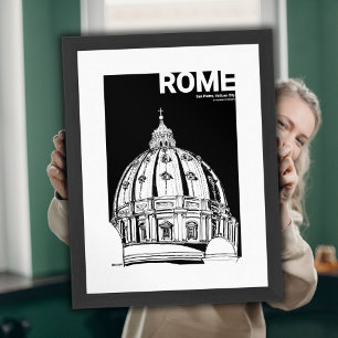 Affiche Dôme de Saint-Pierre Vatican Croquis au stylo