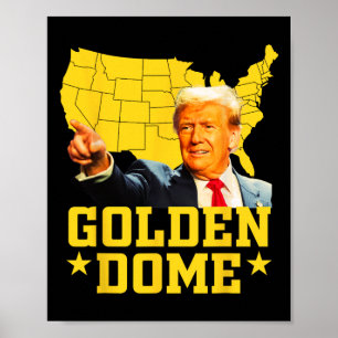Affiche Dôme doré Trump Grande carte américaine patriotiqu
