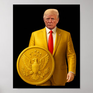 Affiche Dôme Doré Trump Grande Carte Américaine Patriotiqu
