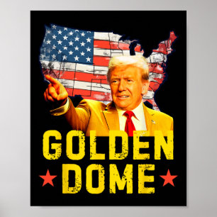 Affiche Dôme Doré Trump Grande Carte Américaine Patriotiqu