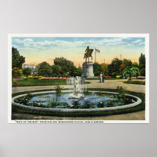 Affiche Domestique de la fontaine de brume, statue de