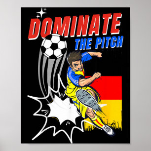 Affiche Dominez Le Terrain Joueur De Football Action Allem