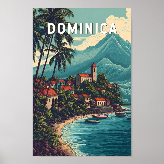 Affiche Dominica Illustration Travel Art Vintage (Devant)
