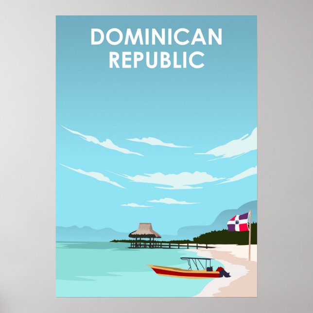 Affiche Dominican Republic Caribbean Illustration Travel (Devant)