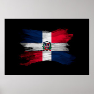 Affiche Dominican Republic flag brush stroke