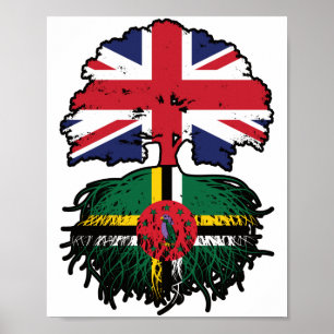 Affiche Dominique Dominicain Britannique Drapeau des racin