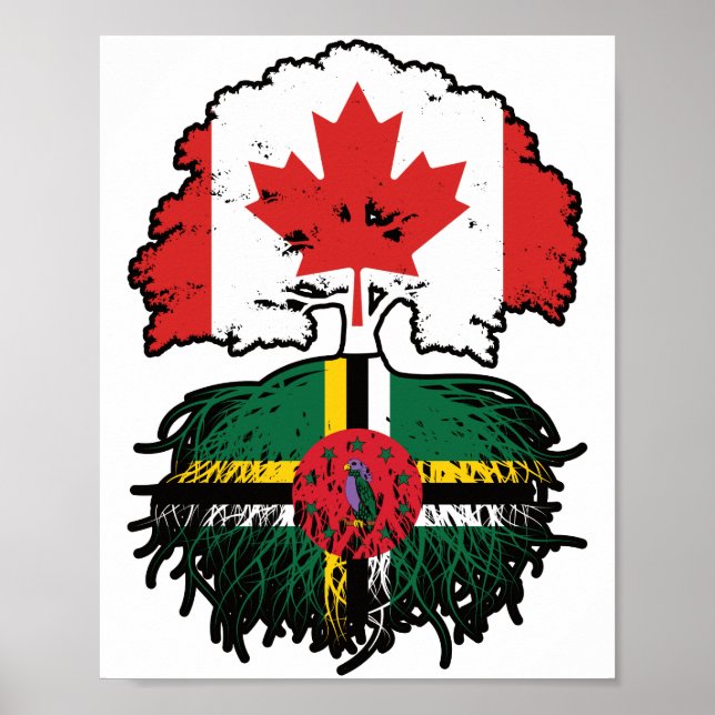 Affiche Dominique Dominique Canada Drapeau des racines d'a (Devant)