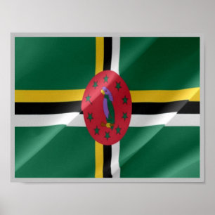 Affiche Dominique - drapeau dominicain agitant -