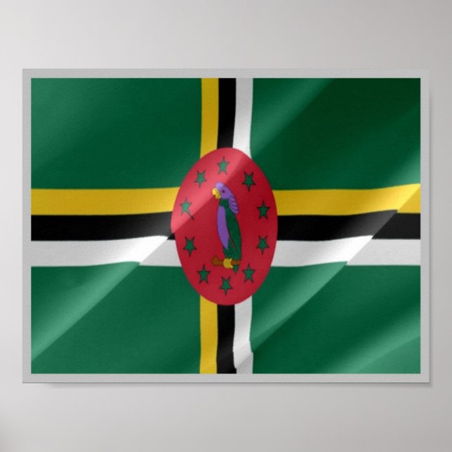 Affiche Dominique - drapeau dominicain agitant - (Devant)