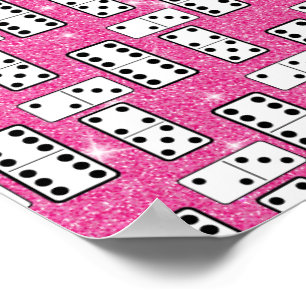 Affiche Domino Pieces Dominoes Board Game Pink Glitter
