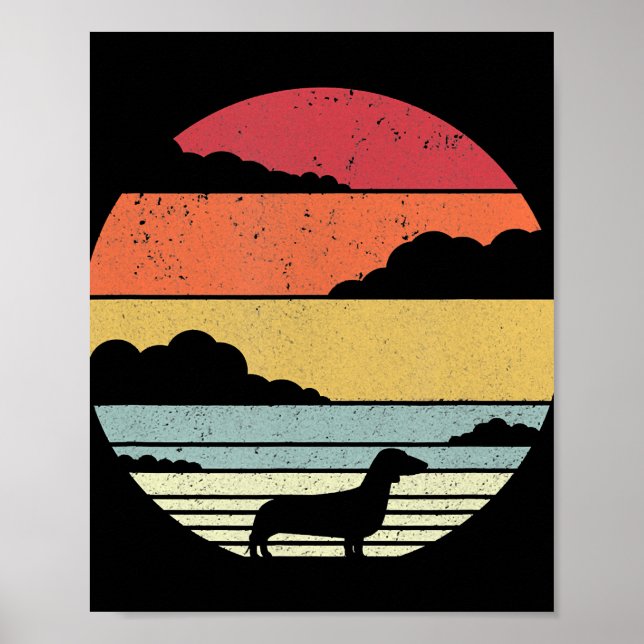 Affiche Don de chien | Idée cadeau de style Dachshund Vint (Devant)