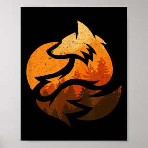 Affiche Don De Design Animal Fox Avec Nature Trees Chasse