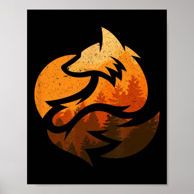 Affiche Don De Design Animal Fox Avec Nature Trees Chasse (Devant)