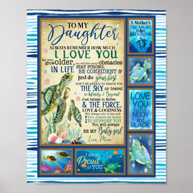 Affiche Don de fille | Lettre À Ma Fille De Maman (Devant)