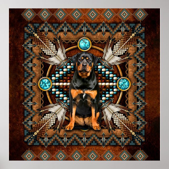 Affiche Don de l'amant ROTTWEILER, Drôle cadeau de chien R (Devant)