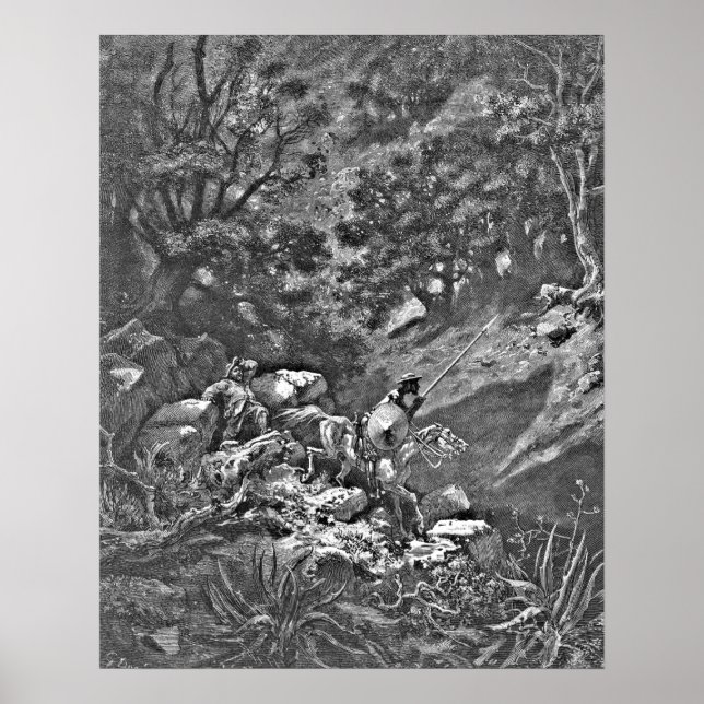 Affiche Don Quichotte dans l'engraving forestière (Devant)