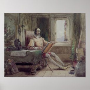 Affiche Don Quichotte dans son étude