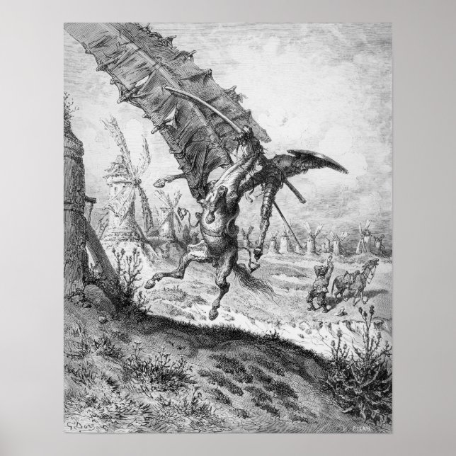 Affiche Don Quichotte et les moulins à vent (Devant)