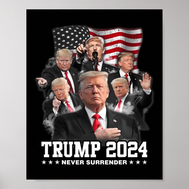 Affiche Donald J Trump 2024 Ne jamais céder 1 (Devant)