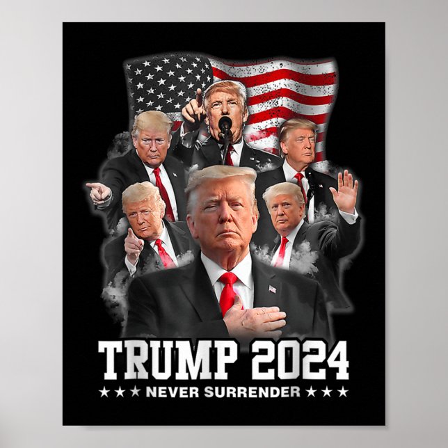 Affiche Donald J Trump 2024 ne se rend jamais (Devant)