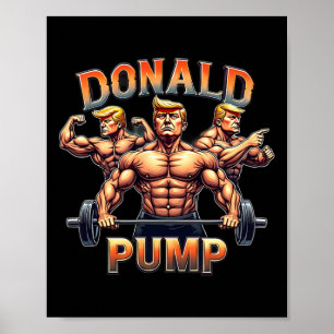 Affiche Donald pompe drôle muscle gym mème