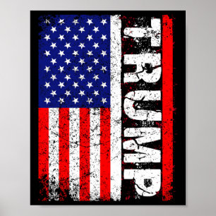 Affiche Donald Trump 2020 Vintage États-Unis Drapeau T che