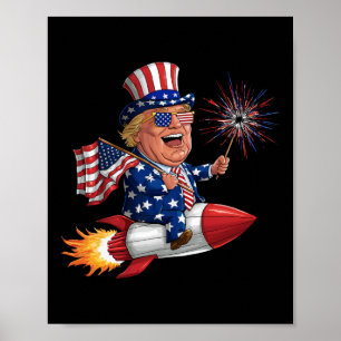 Affiche Donald Trump 2024 heureux 4 juillet Trump américai