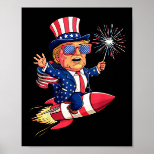 Affiche Donald Trump 2024 heureux 4 juillet Trump américai