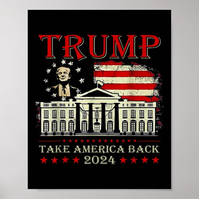 Affiche Donald Trump 2024 : l'Amérique doit le drapeau amé (Devant)