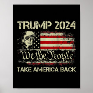 Affiche Donald Trump 2024 Reprendre le drapeau américain à