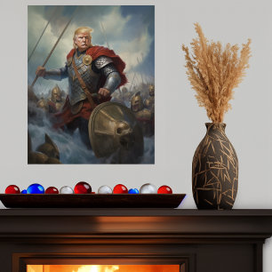 Affiche Donald Trump 2024 Viking Warrior Hero Funny AI