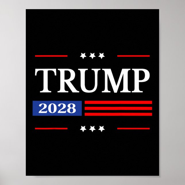 Affiche Donald Trump 2028 Président américain Drapeau Pro  (Devant)