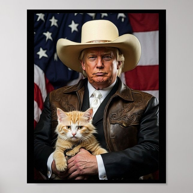 Affiche Donald Trump Chemise de chat Cowboy Drapeau améric (Devant)
