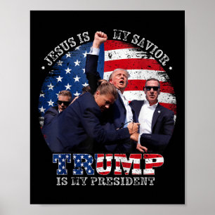 Affiche Donald Trump Combattre Jésus Est Mon Sauveur Trump