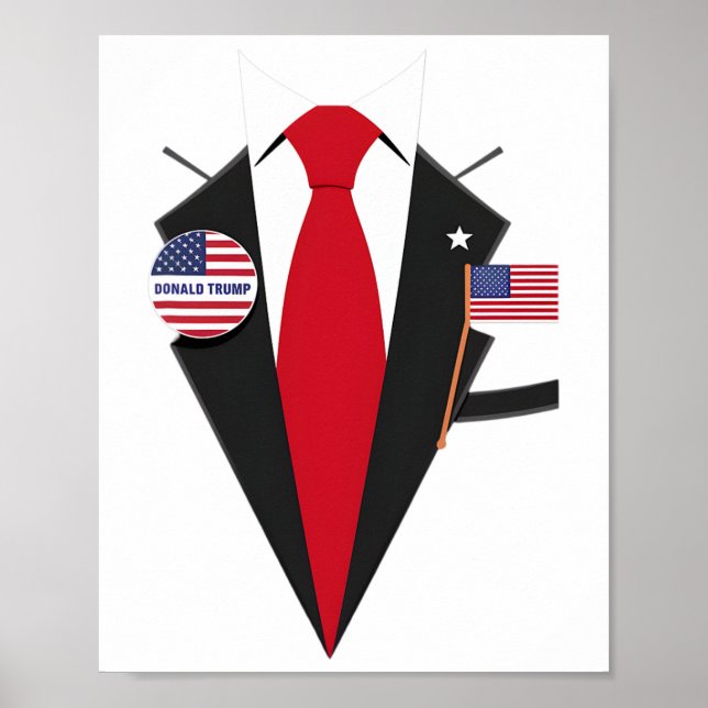 Affiche Donald Trump Costume Et Cravate Halloween Costume  (Devant)