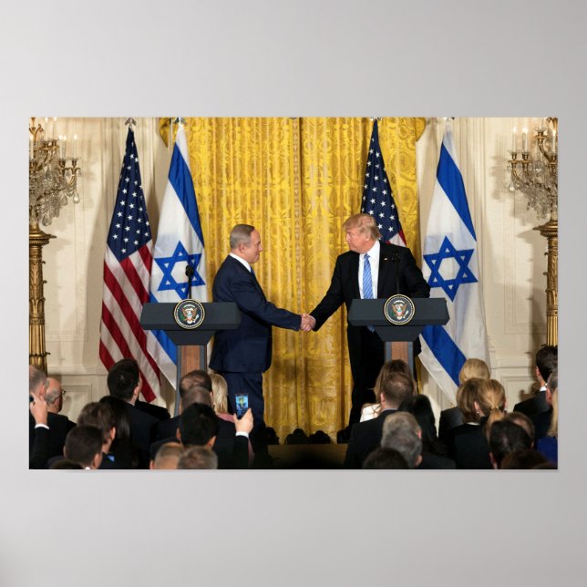 Affiche Donald Trump En Israël Avec Bibi Netanyahu (Devant)