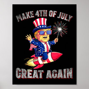 Affiche Donald Trump Feu d'artifice patriotique fait du 4