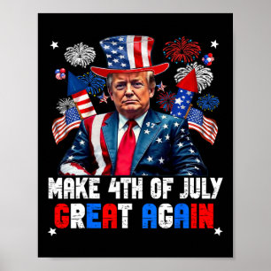 Affiche Donald Trump Feu d'artifice patriotique rend le 4 