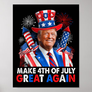 Affiche Donald Trump Feu patriotique Faire 4 juillet G