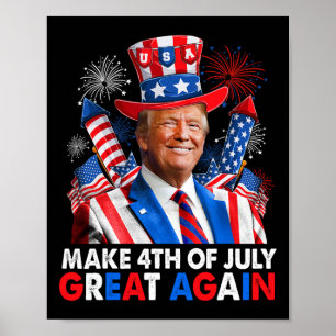 Affiche Donald Trump Feu patriotique Faire 4 juillet G