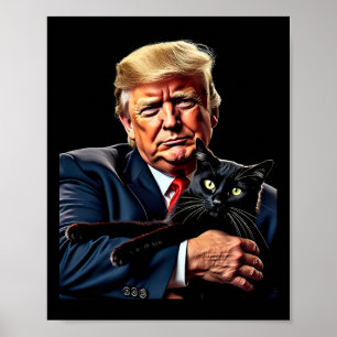 Affiche Donald Trump Holding Cat Graphic Drôle Politique M