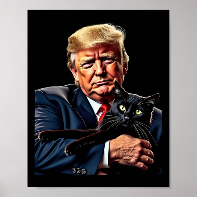 Affiche Donald Trump Holding Cat Graphic Drôle Politique M (Devant)