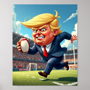 Affiche Donald Trump jouant au rugby américain