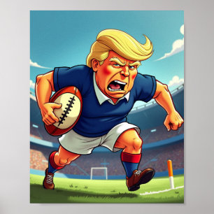 Affiche Donald Trump jouant au rugby américain