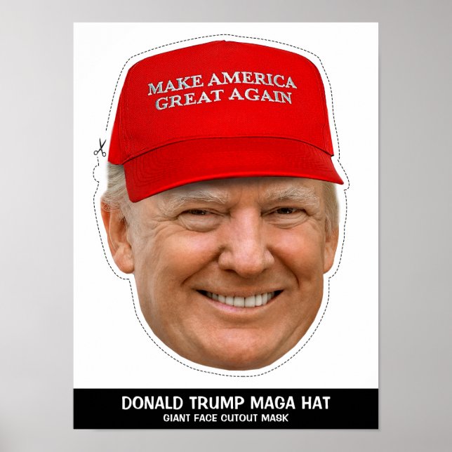 AFFICHE DONALD TRUMP MAGA CASQUETTE CUTOUT MASQUE (Devant)