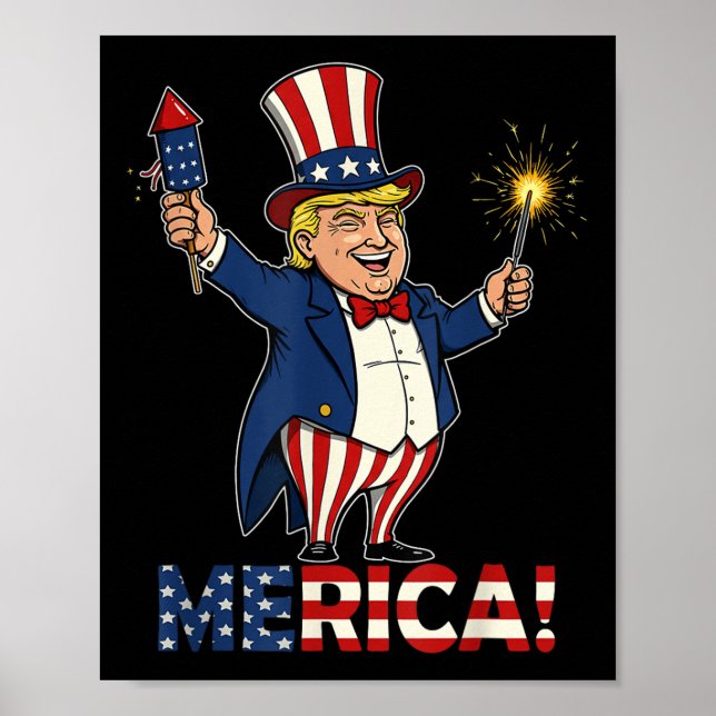 Affiche Donald Trump Merica 4 juillet Fireworks Patrioti (Devant)