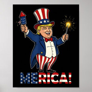 Affiche Donald Trump Merica 4 juillet Fireworks Patrioti