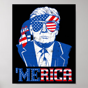 Affiche Donald Trump Merica Trump Drapeau Les États-Unis 4