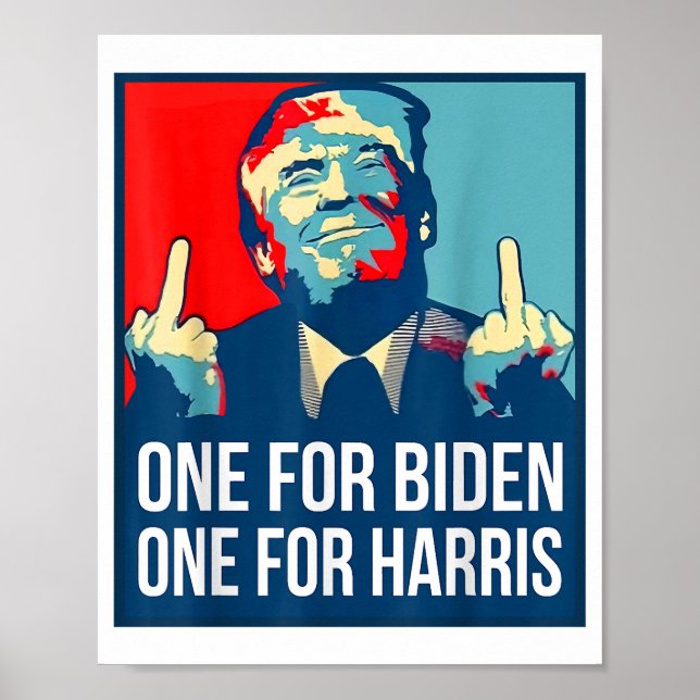 Affiche Donald Trump Middle Finger Biden Harris America Re (Devant)
